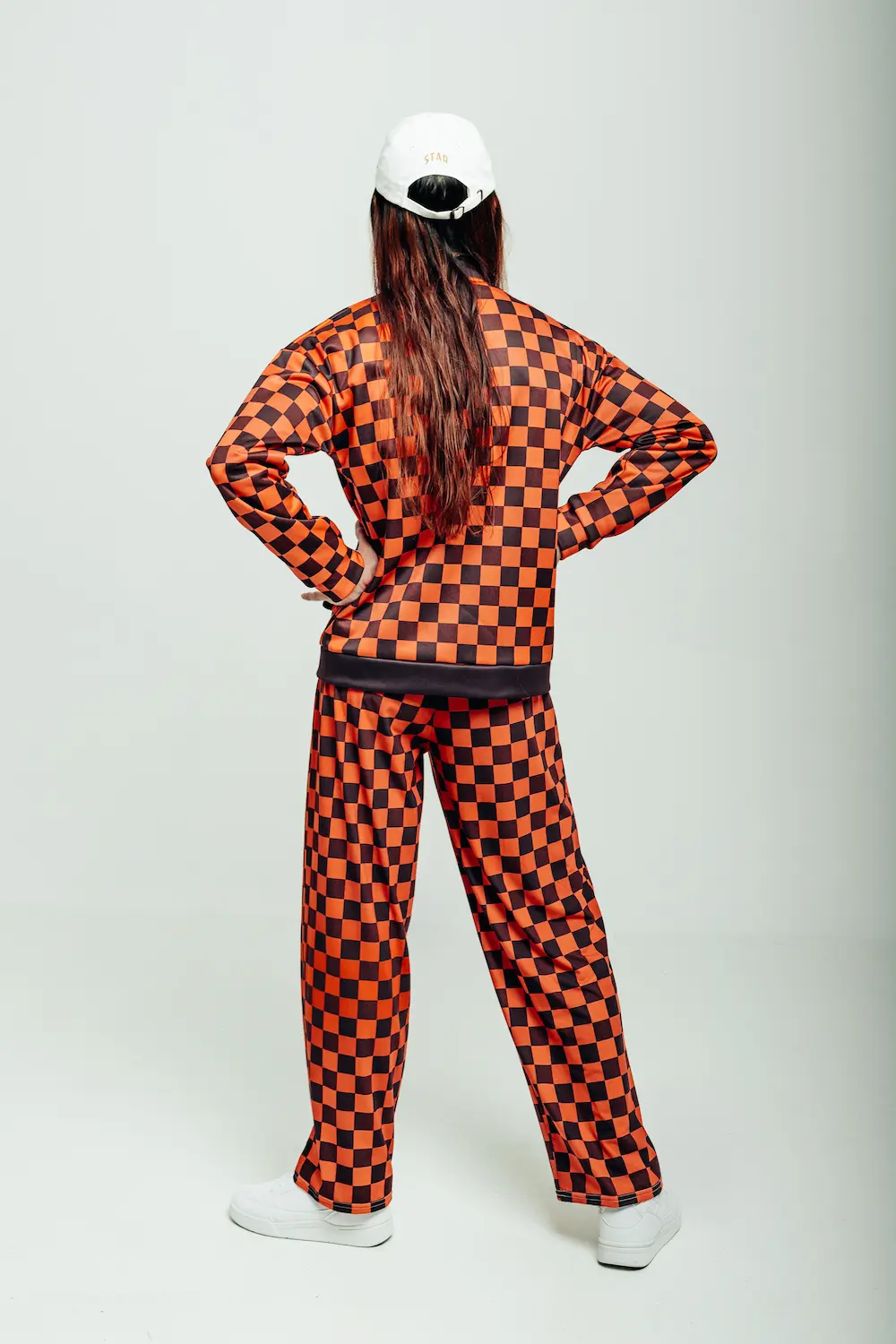 Conjunto chaqueta bomber y Joggers anchos, estampados de cuadros Relaxed Fit