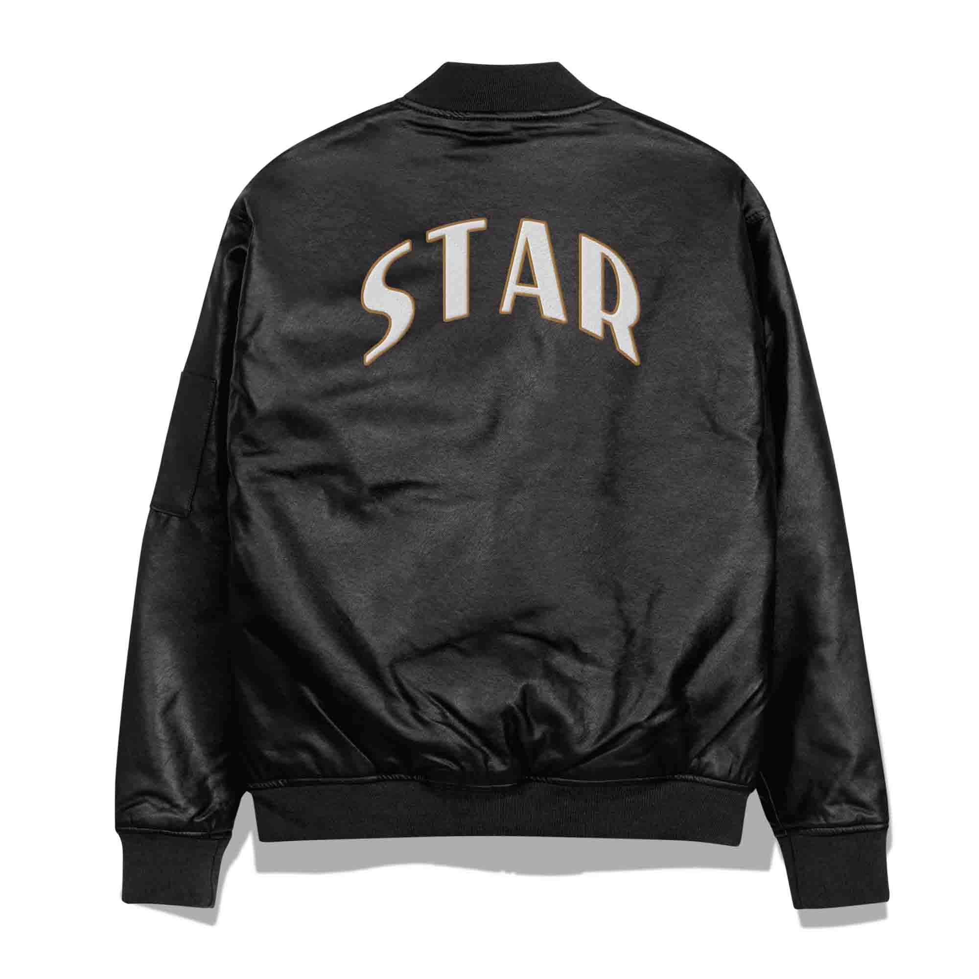 Chaqueta bomber bordada unisex de piel vegana STAR - Imagen 3