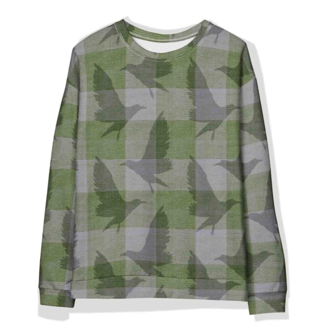 Sudadera estampada pájaros vichy #3
