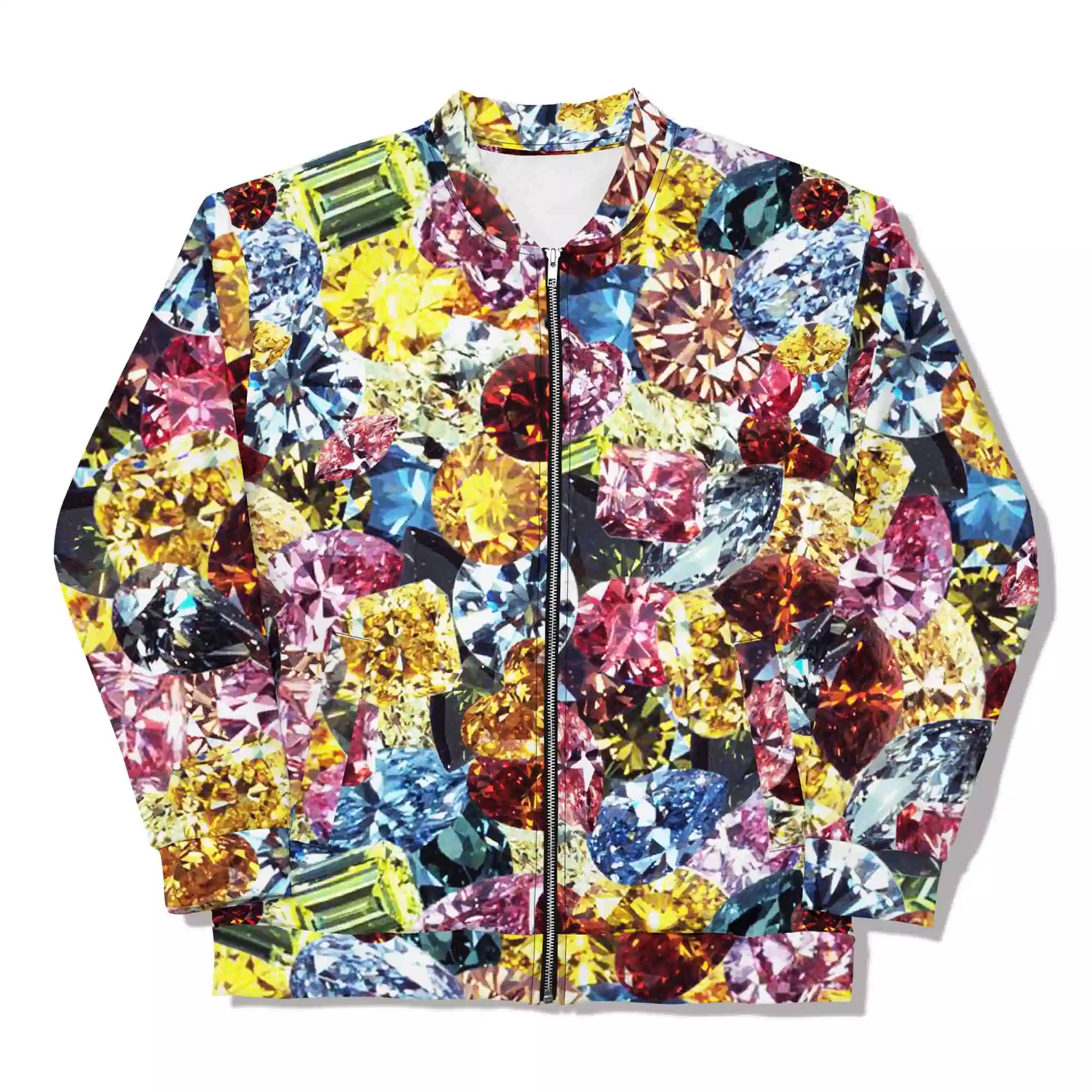 Unisex bomber jacket with Precious Gems print